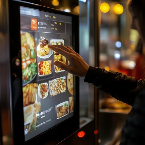 digital signage screen to order food in a restaurant